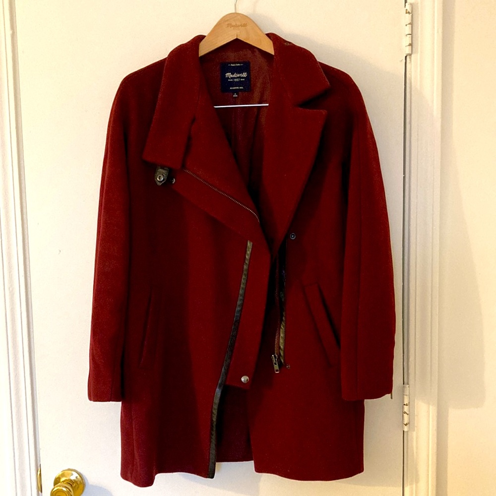 Madewell City Grid Wool Jacket size 0 Dark Cabernet
